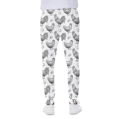 Hand Drawn Chicken Pattern Print Scuba Joggers