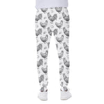 Hand Drawn Chicken Pattern Print Scuba Joggers
