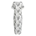 Hand Drawn Chicken Pattern Print Short Sleeve Long Nightdress