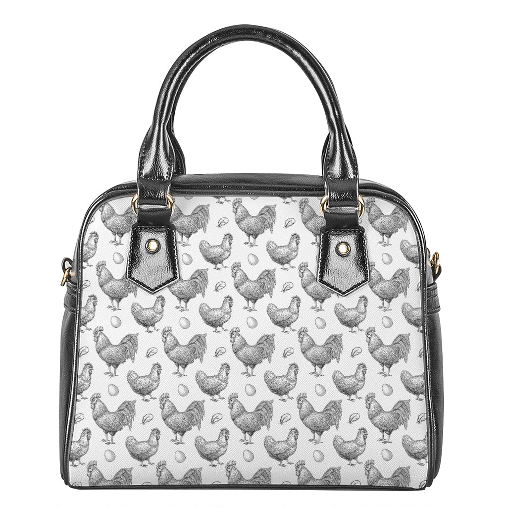 Hand Drawn Chicken Pattern Print Shoulder Handbag