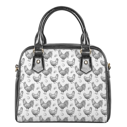 Hand Drawn Chicken Pattern Print Shoulder Handbag