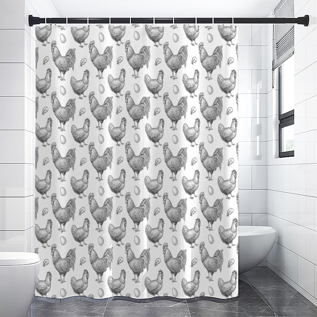 Hand Drawn Chicken Pattern Print Shower Curtain