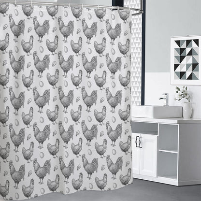 Hand Drawn Chicken Pattern Print Shower Curtain