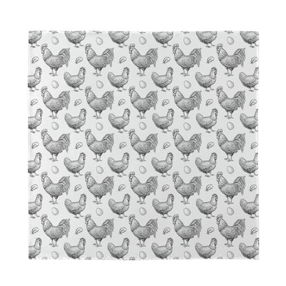 Hand Drawn Chicken Pattern Print Silk Bandana