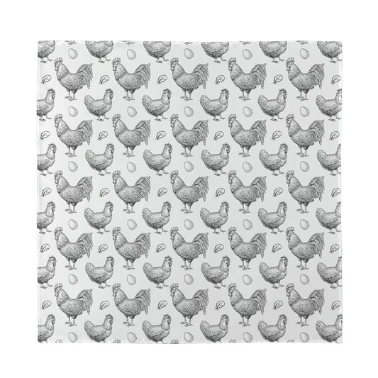 Hand Drawn Chicken Pattern Print Silk Bandana