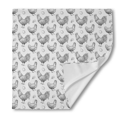 Hand Drawn Chicken Pattern Print Silk Bandana