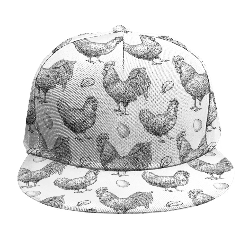 Hand Drawn Chicken Pattern Print Snapback Cap