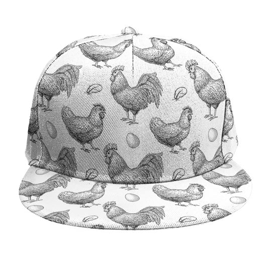 Hand Drawn Chicken Pattern Print Snapback Cap