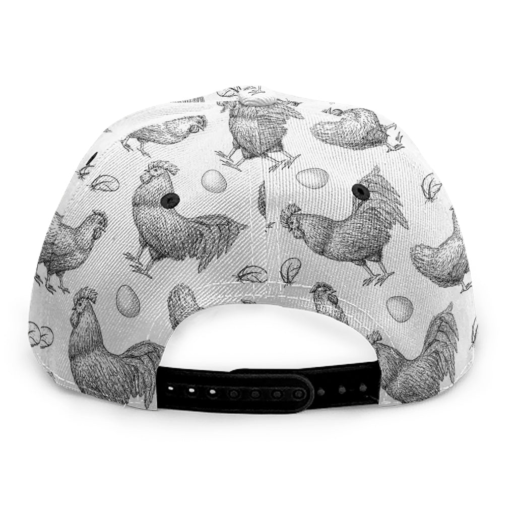 Hand Drawn Chicken Pattern Print Snapback Cap