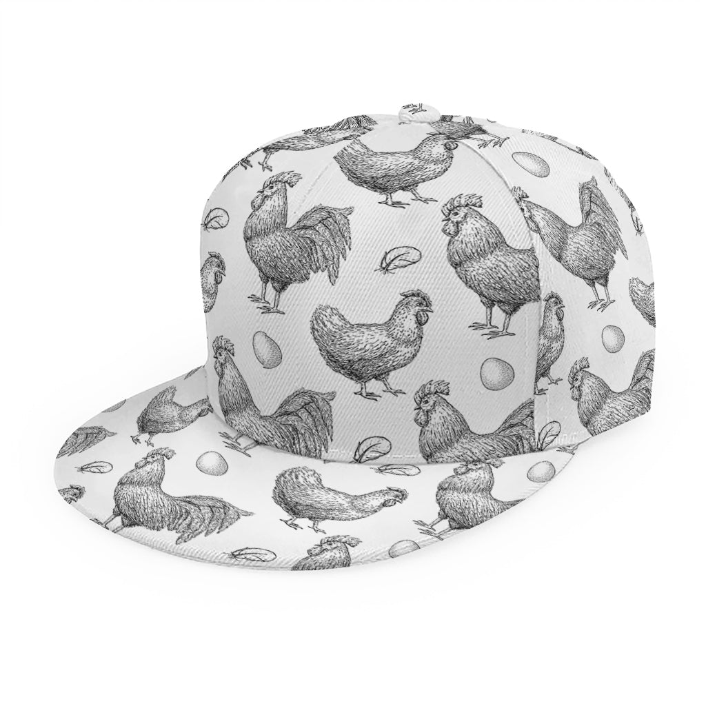 Hand Drawn Chicken Pattern Print Snapback Cap