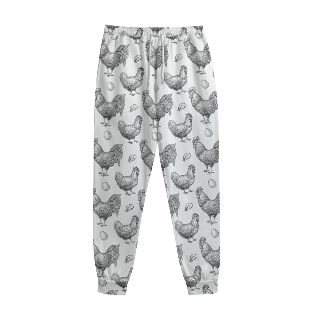 Hand Drawn Chicken Pattern Print Sweatpants