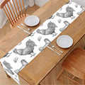 Hand Drawn Chicken Pattern Print Table Runner