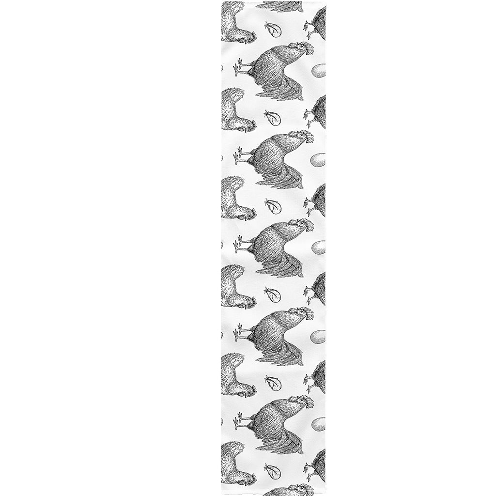 Hand Drawn Chicken Pattern Print Table Runner