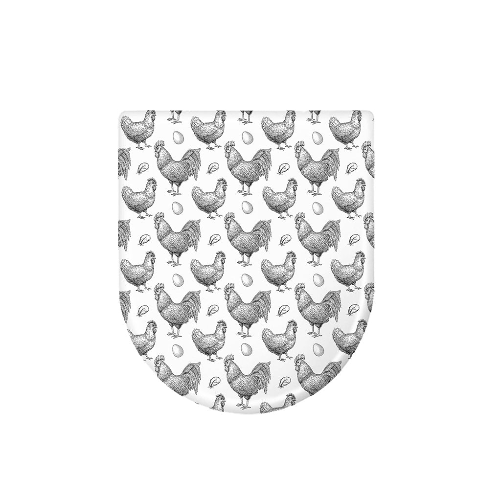 Hand Drawn Chicken Pattern Print Toilet Lid Cover
