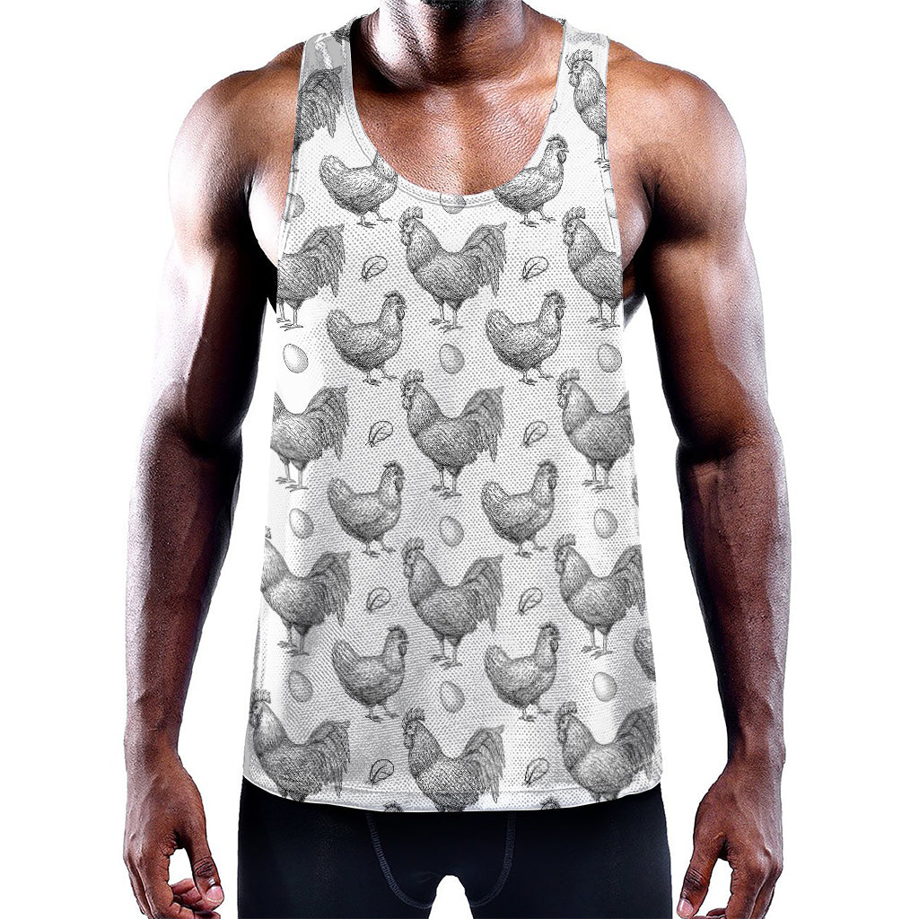 Hand Drawn Chicken Pattern Print Training Tank Top