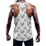 Hand Drawn Chicken Pattern Print Training Tank Top
