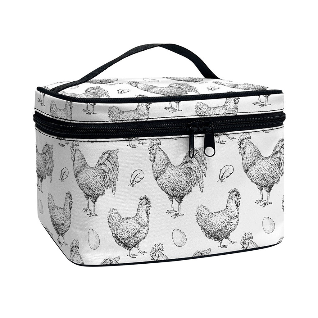 Hand Drawn Chicken Pattern Print Travel Makeup Bag