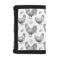 Hand Drawn Chicken Pattern Print Trifold Wallet