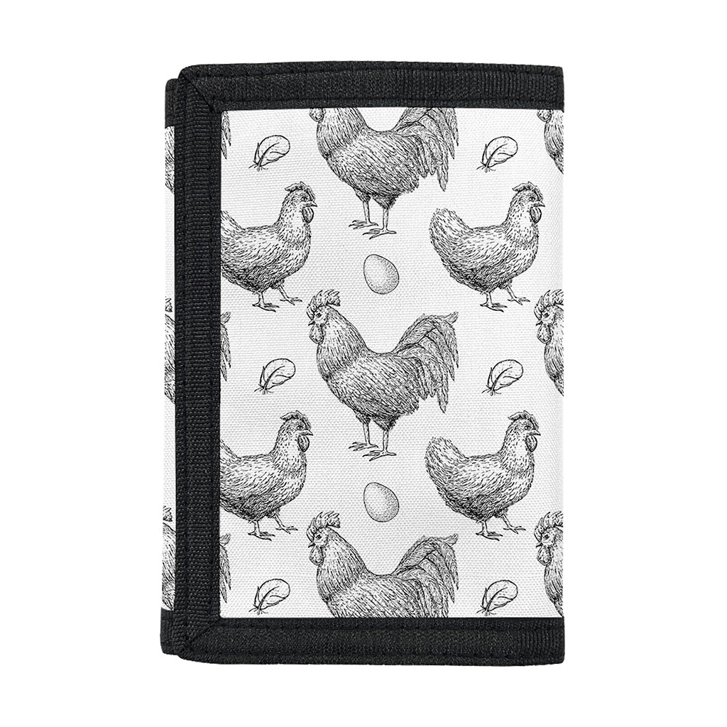 Hand Drawn Chicken Pattern Print Trifold Wallet