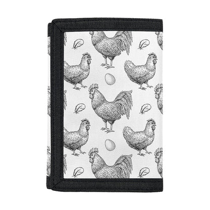Hand Drawn Chicken Pattern Print Trifold Wallet