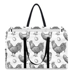 Hand Drawn Chicken Pattern Print Utility Tote Bag