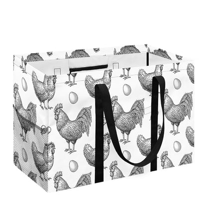 Hand Drawn Chicken Pattern Print Utility Tote Bag