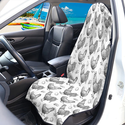 Hand Drawn Chicken Pattern Print Waterproof Car Seat Cover