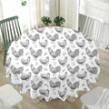 Hand Drawn Chicken Pattern Print Waterproof Round Tablecloth