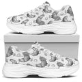 Hand Drawn Chicken Pattern Print White Chunky Shoes