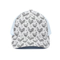 Hand Drawn Chicken Pattern Print White Mesh Trucker Hat