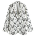 Hand Drawn Chicken Pattern Print Women's Cotton Blazer