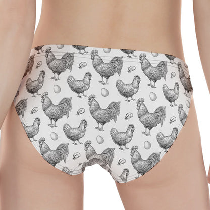 Hand Drawn Chicken Pattern Print Women's Panties