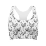 Hand Drawn Chicken Pattern Print Women's Sports Bra
