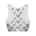 Hand Drawn Chicken Pattern Print Women's Sports Bra