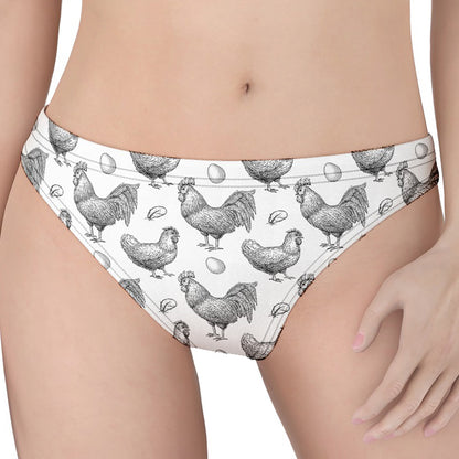 Hand Drawn Chicken Pattern Print Women's Thong
