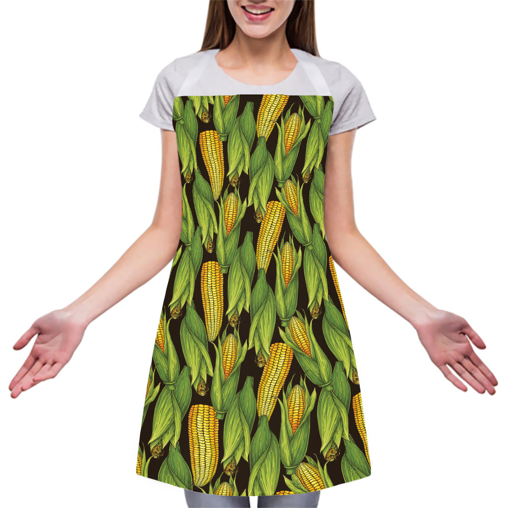 Hand-Drawn Corncob Pattern Print Adjustable Apron