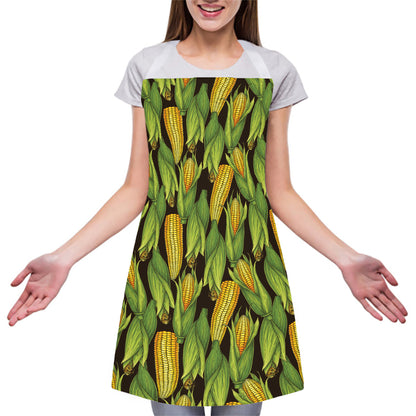 Hand-Drawn Corncob Pattern Print Adjustable Apron