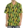 Hand-Drawn Corncob Pattern Print Aloha Shirt