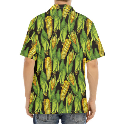 Hand-Drawn Corncob Pattern Print Aloha Shirt