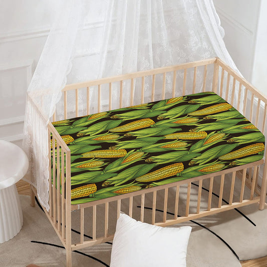 Hand-Drawn Corncob Pattern Print Baby Crib Sheet