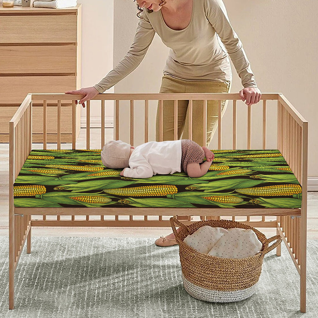 Hand-Drawn Corncob Pattern Print Baby Crib Sheet