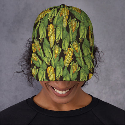 Hand-Drawn Corncob Pattern Print Baseball Cap