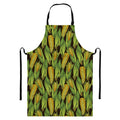 Hand-Drawn Corncob Pattern Print Bib Apron With Pocket