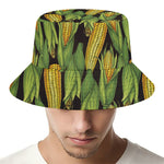 Hand-Drawn Corncob Pattern Print Bucket Hat
