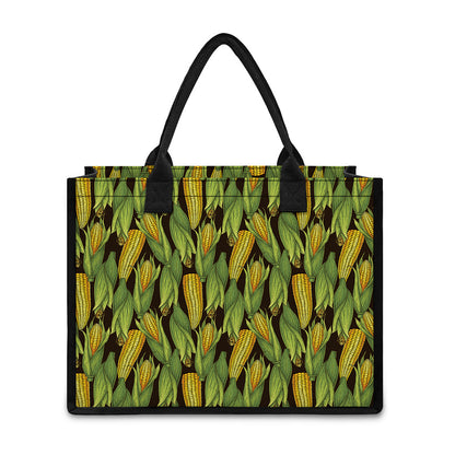 Hand-Drawn Corncob Pattern Print Canvas Tote Bag