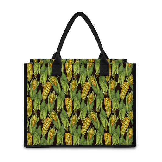 Hand-Drawn Corncob Pattern Print Canvas Tote Bag