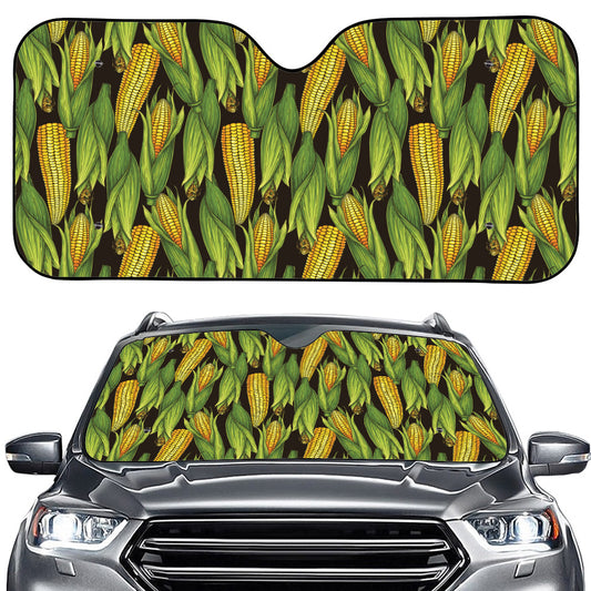 Hand-Drawn Corncob Pattern Print Car Windshield Sun Shade