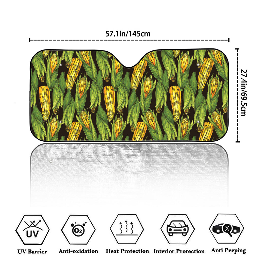 Hand-Drawn Corncob Pattern Print Car Windshield Sun Shade