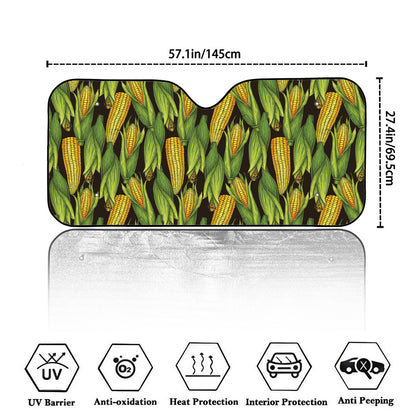 Hand-Drawn Corncob Pattern Print Car Windshield Sun Shade