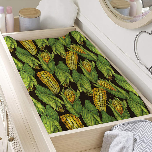 Hand-Drawn Corncob Pattern Print Changing Pad Cover